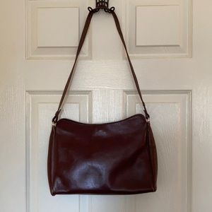 Dark brown leather shoulder bag